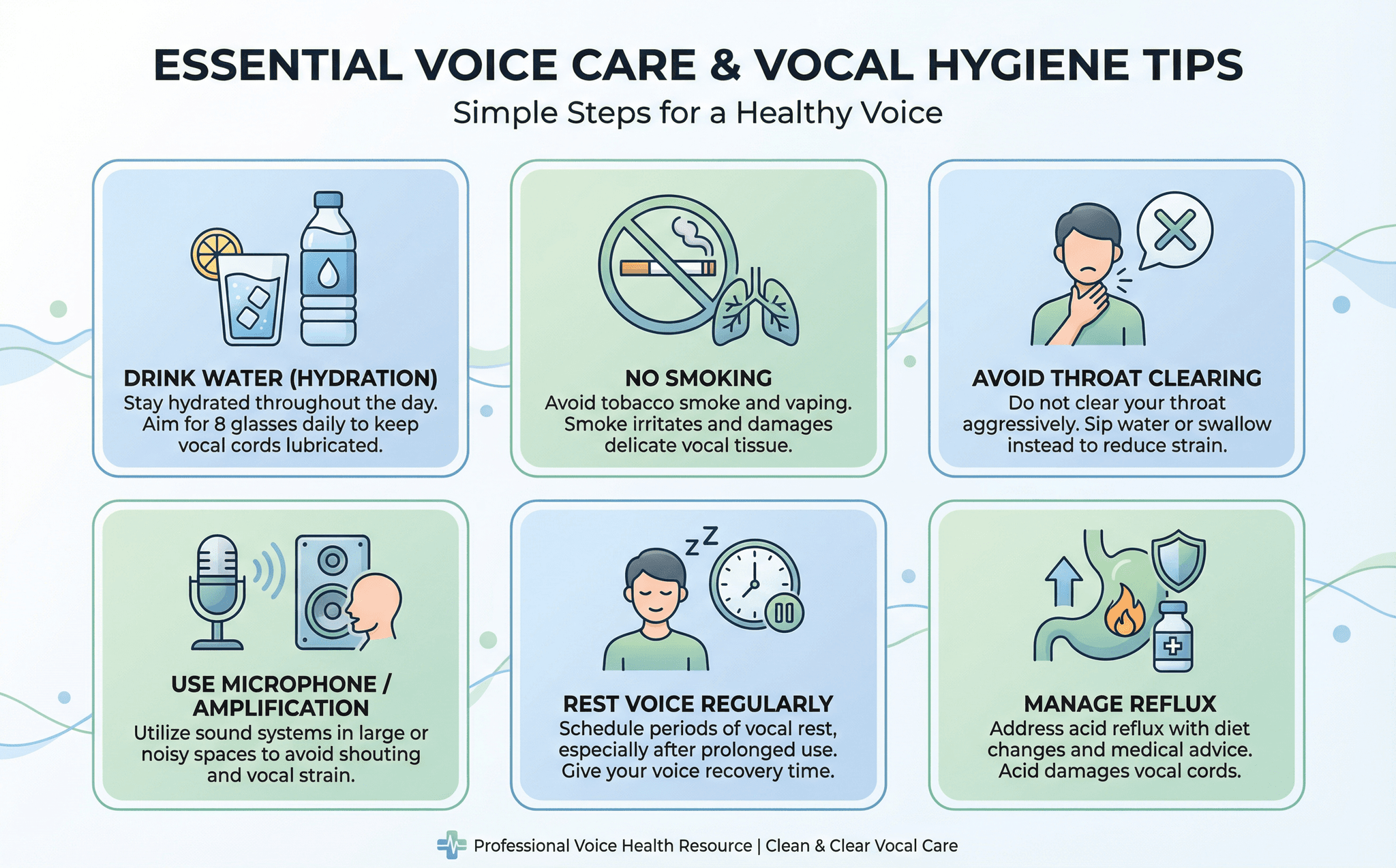 Infographic showing voice care tips